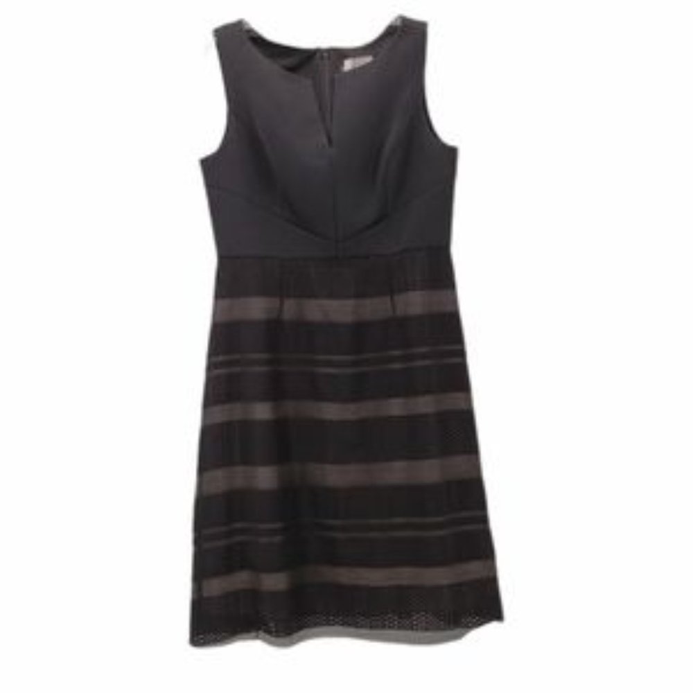 ADRIANNA PAPELL A-Line Sheer Overlay Dress LBD 14